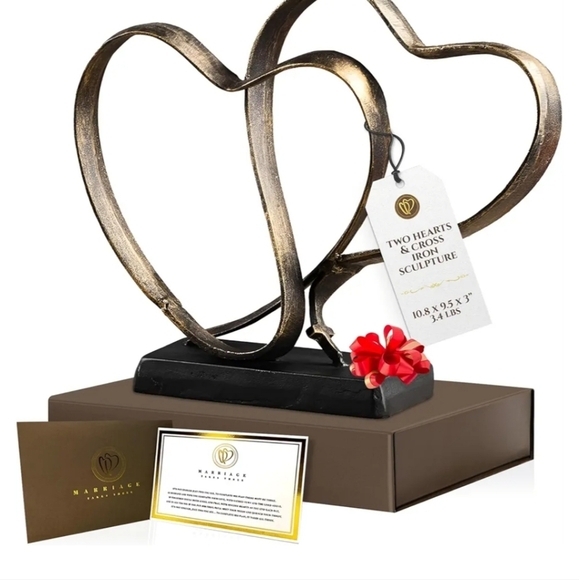 Gold Heart Sculpture Cast Iron NEW - Picture 1 of 12